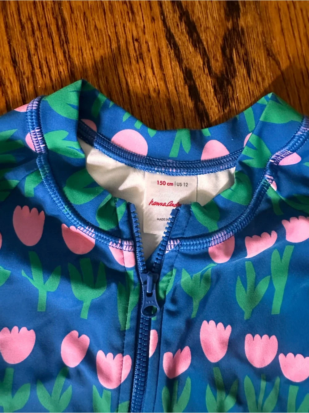 Kids Blue Floral One-Piece Swimsuit with Hood